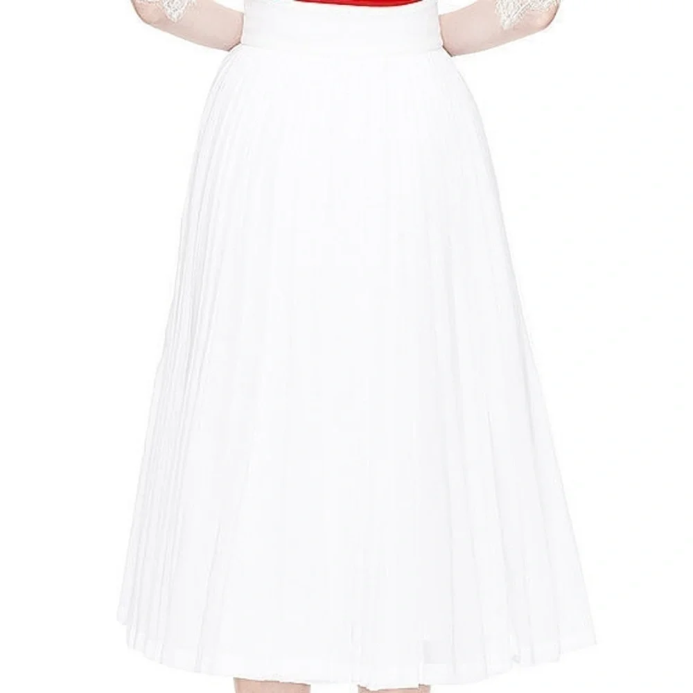 Natasha Zinko‎ Skirt Linen Gold Button High Waist Pleated Midi US 2